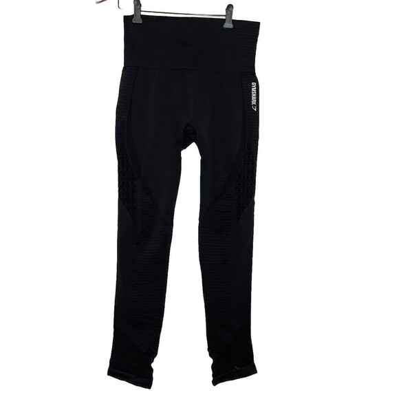 Gyms Shark Womens Medium Black Active Perforated Seamless Compression Leggings - Picture 1 of 7